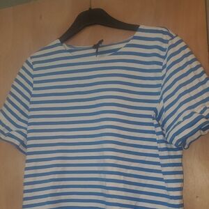 J. Crew blue and white striped top. Medium. EUC.